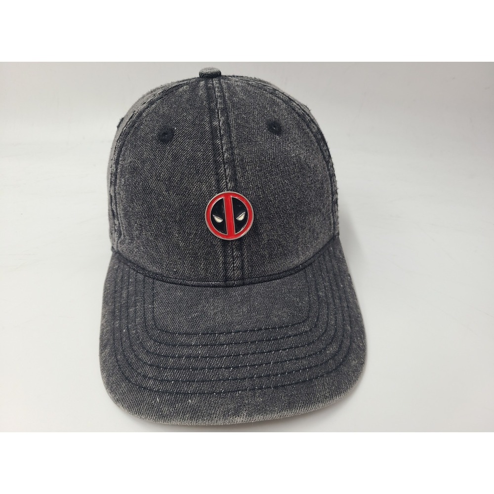 Deadpool Metal Logo Marvel Comics Denim Style Strapback Adjustable Hat Cap Black